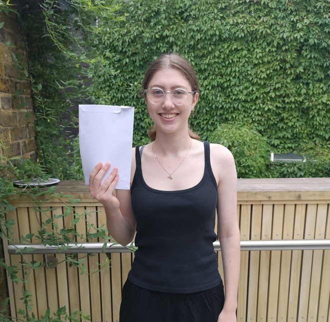 Student Phoenix with her results