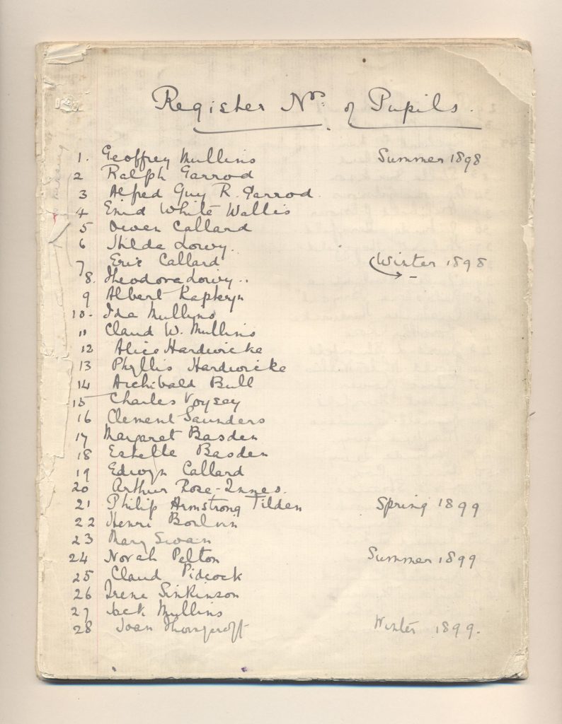 1898 King Alfred School register of pupils