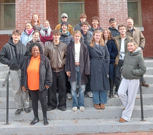 Students from The King Alfred School post with their tour guide, Ms. Barbara Barge, in Selma, Alabama