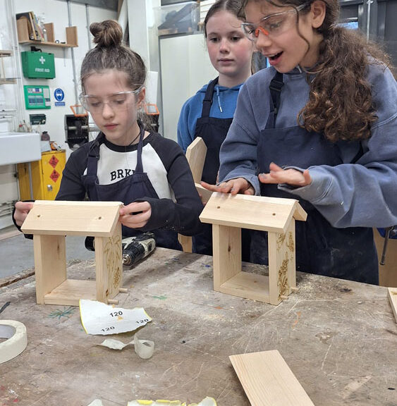 Students work on their bird feeders at The King Alfred School North London